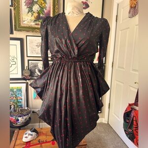 Elegant Black and Red Polka Dot Dress